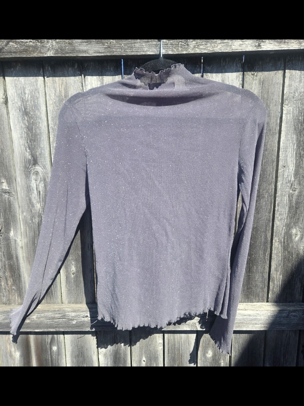 Forever 21 Sparkle Mock Neck Long Sleeve Top - Gray